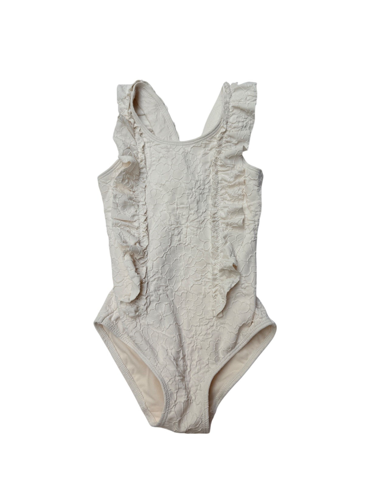 H&M Adorables Cream Ruffle Swimsuit Size 5T/6