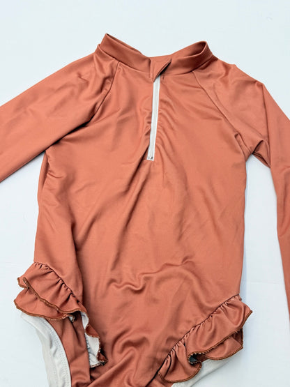 Imagine Perry Rust Long Sleeve Swimsuit 7/8