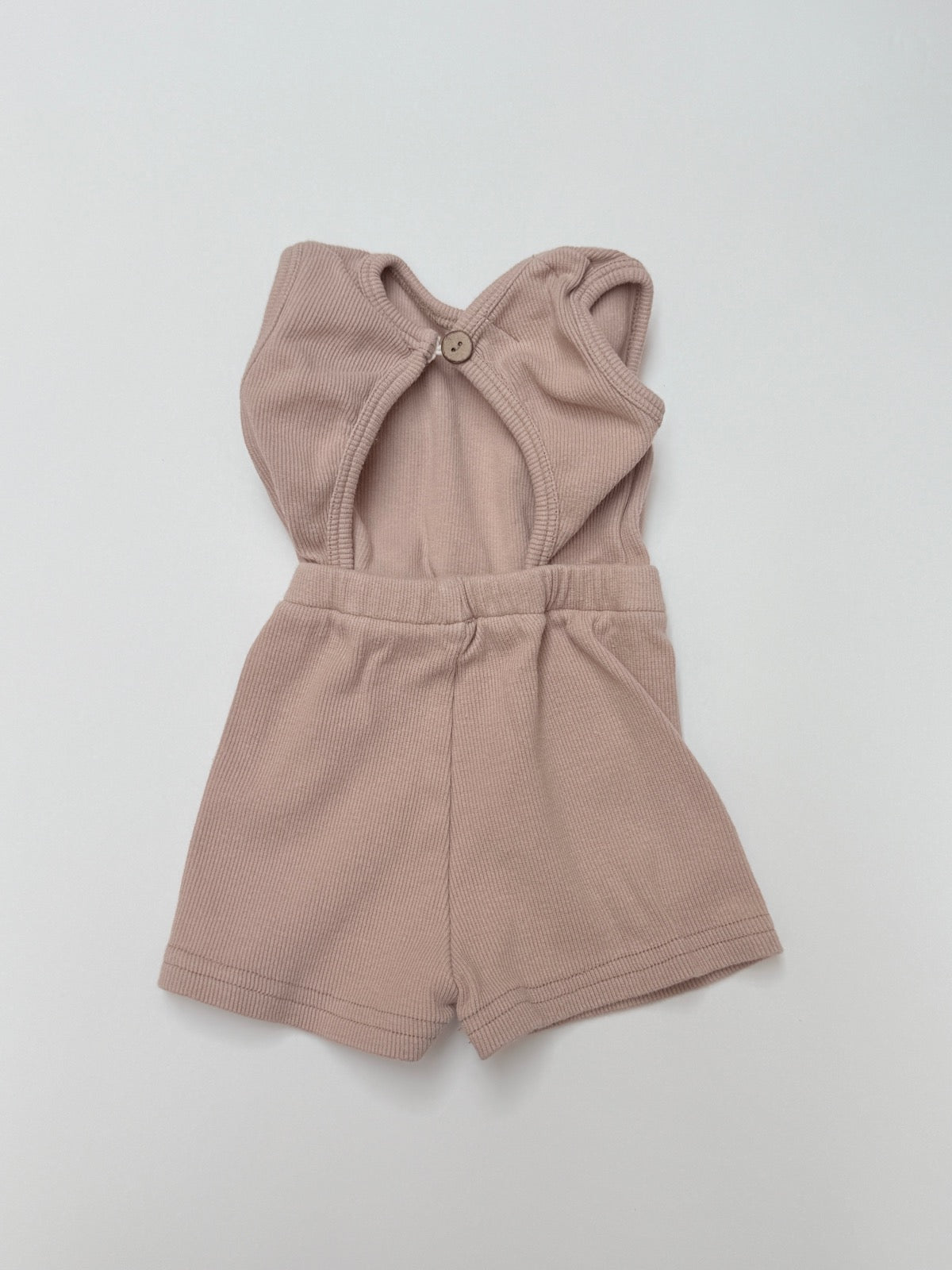 Rust + Rubies Pink Ribbed Romper 3-6M