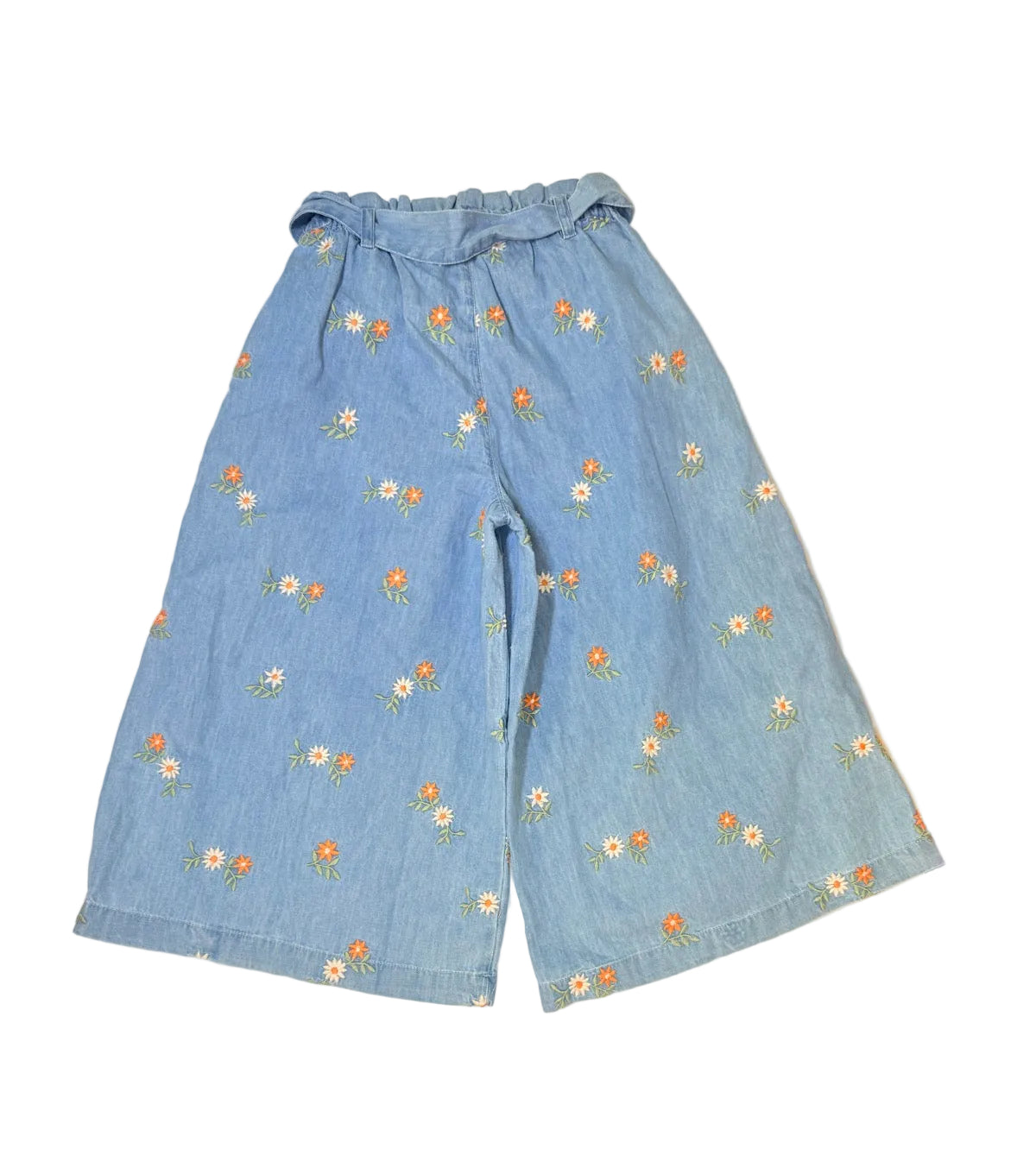 Mini Boden Floral Embroidered Wide Leg Pants 5Y