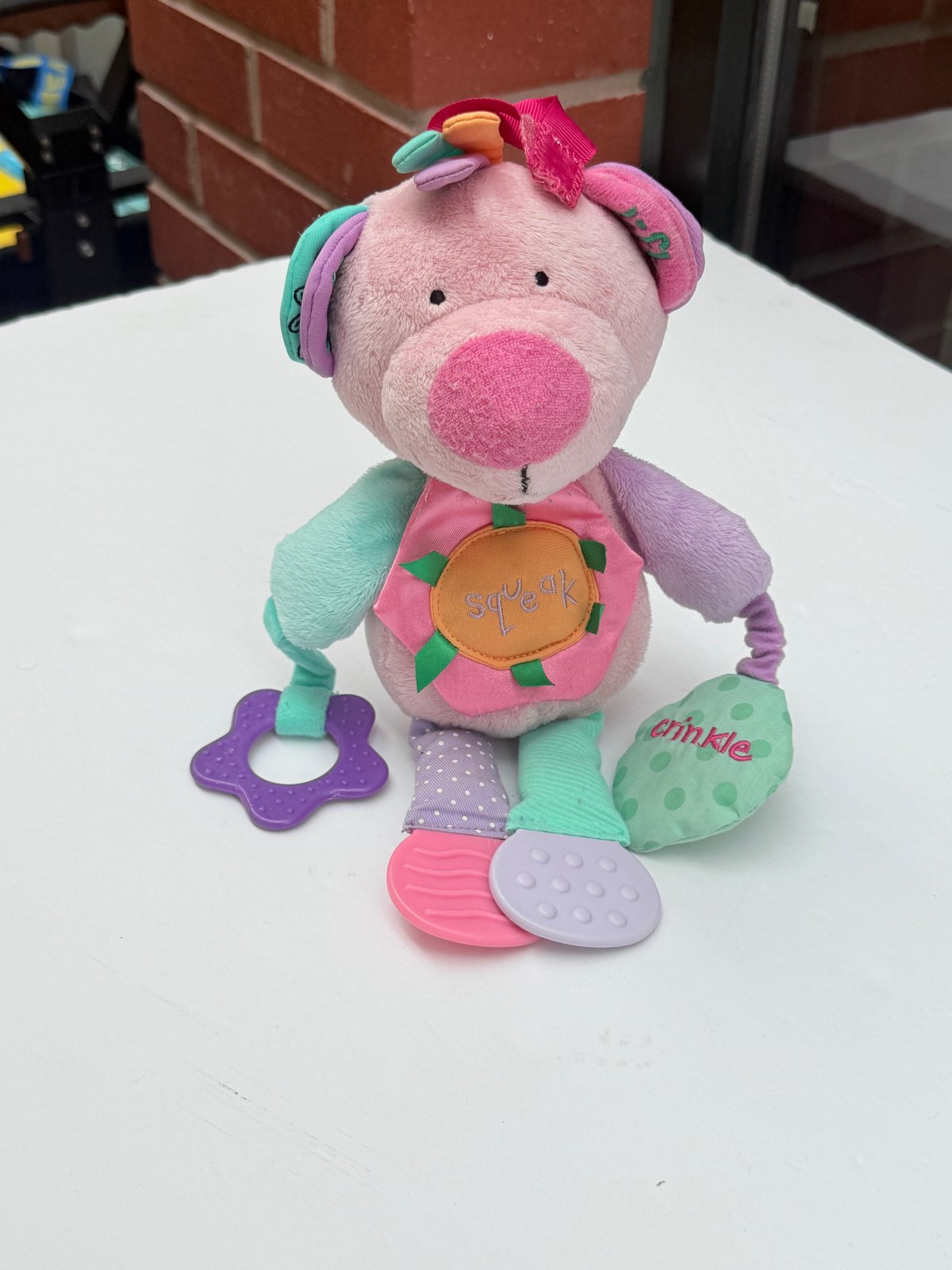 Manhattan Toy Pink Bear Teether Activity Toy
