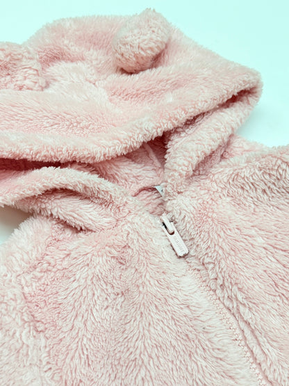 Old Navy Pink Sherpa Bear Ear Jacket 12-18M