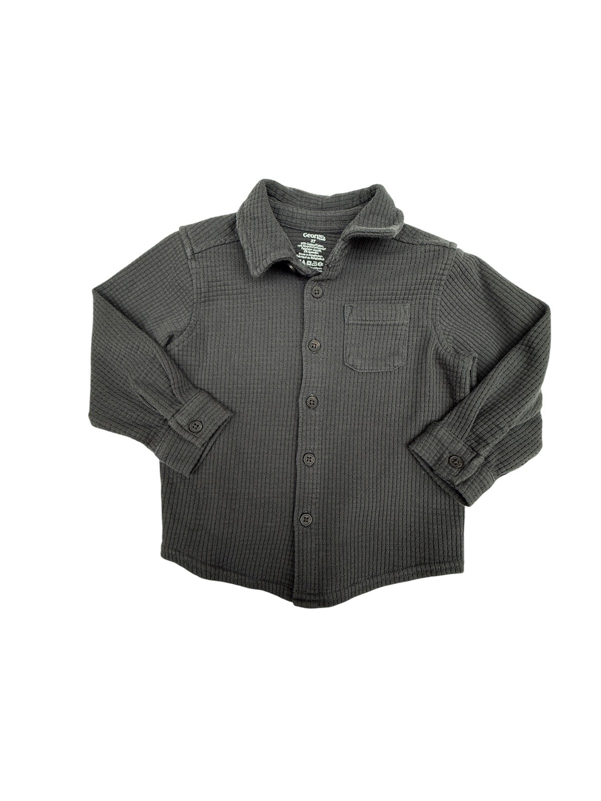 George Gray Waffle Knit Button Shirt 2T