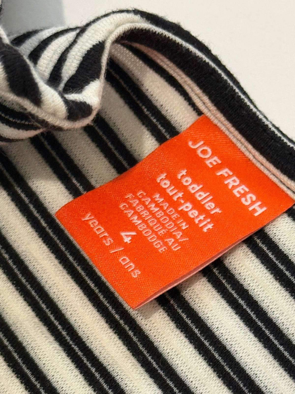 Joe Fresh Black White Stripe Dress 4T