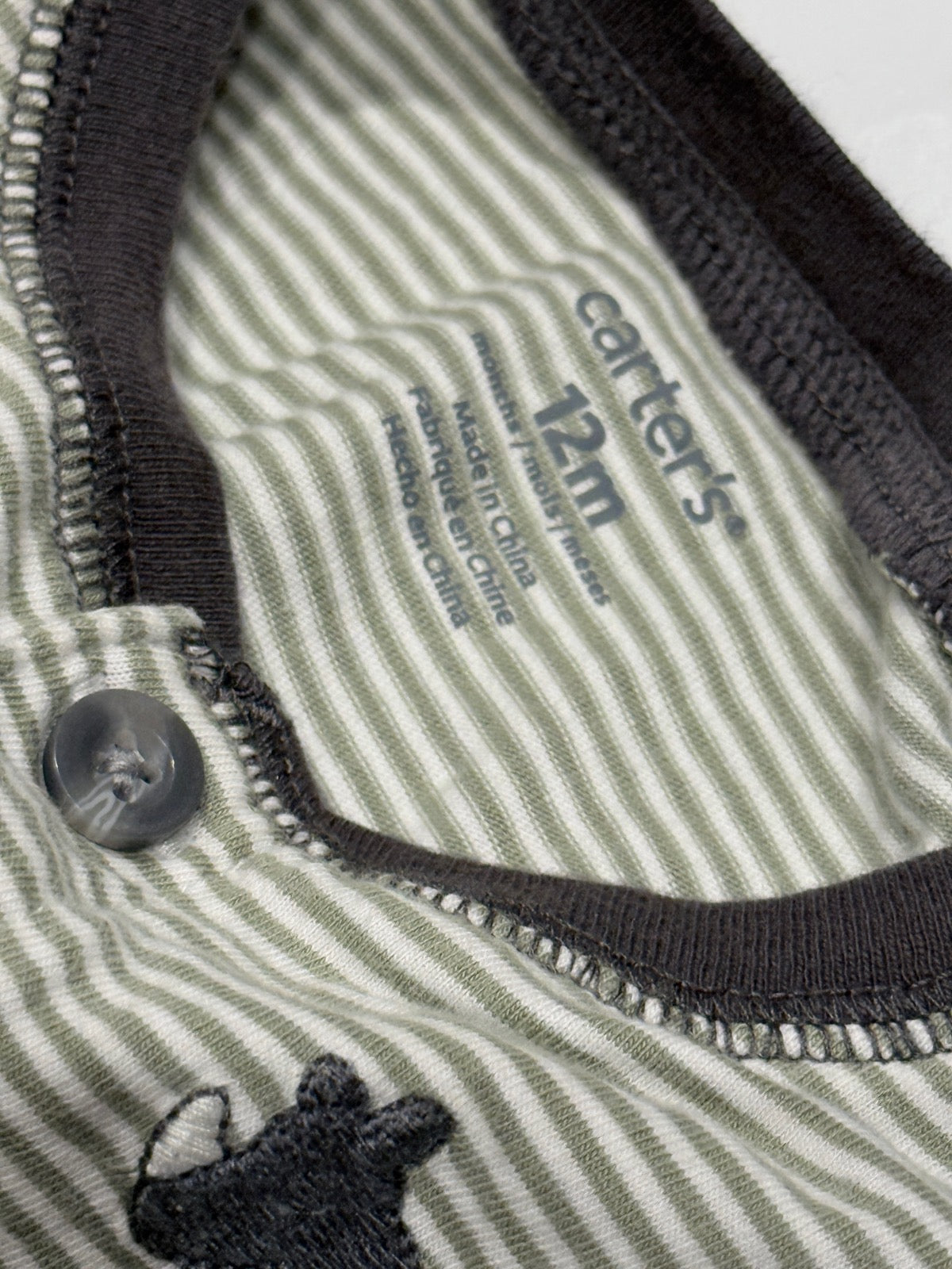 Carter's Striped Rhino Romper 12m