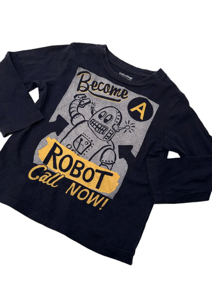 babyGap Navy Robot Graphic Long Sleeve 3T