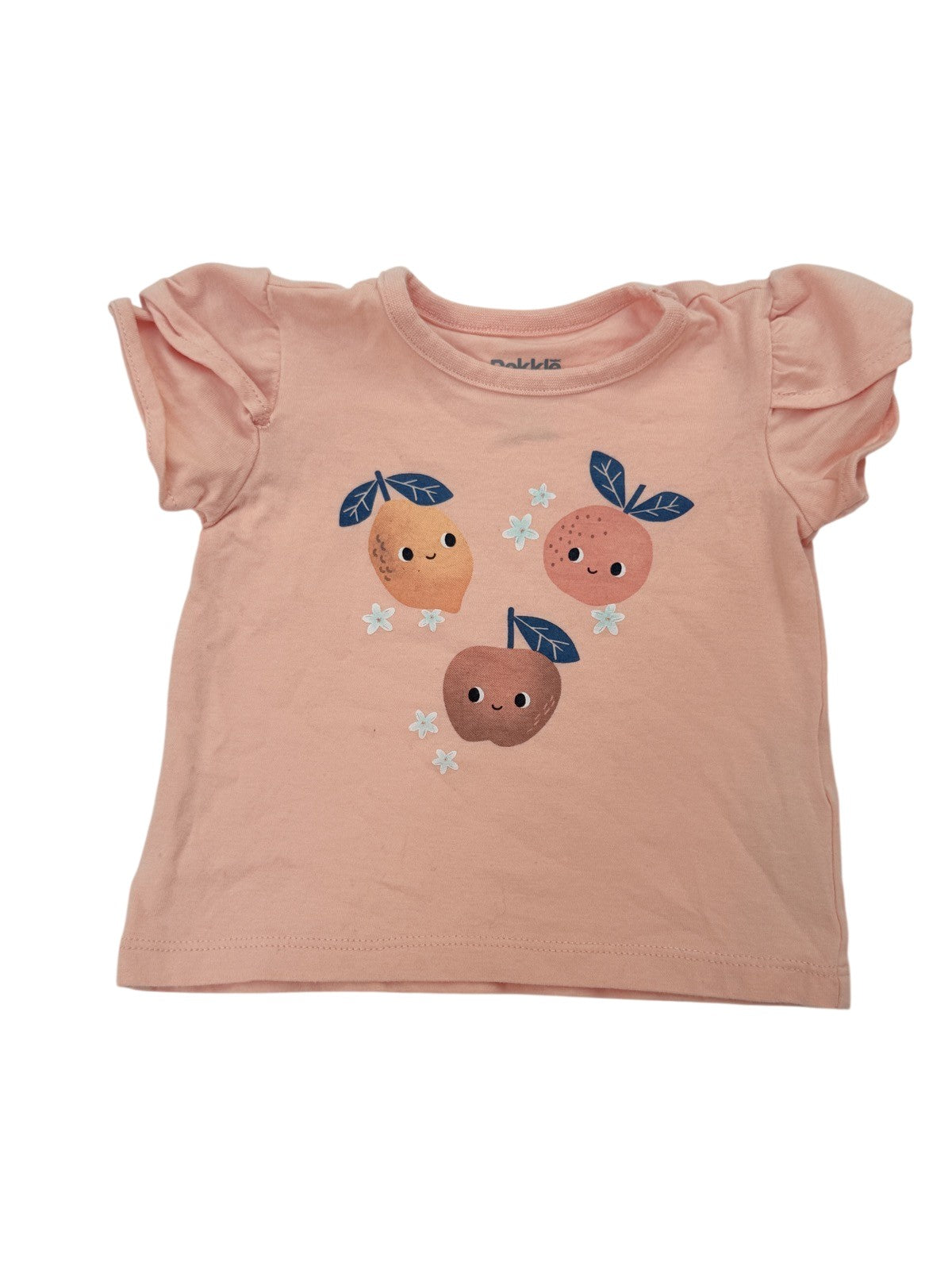 Pekkle Fruit Print Flutter Sleeve Tee 3M