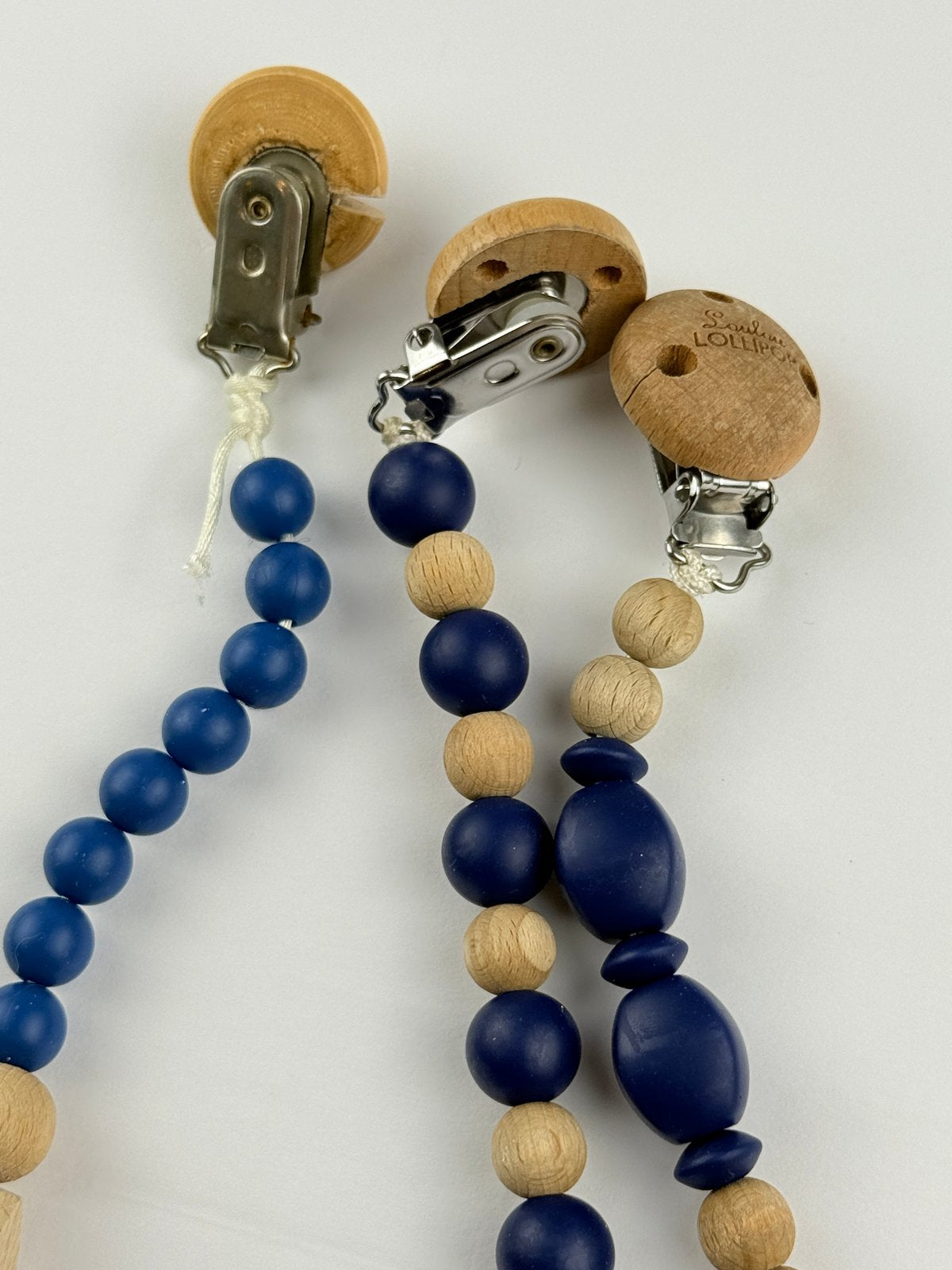 Loulou Lollipop Pacifier Clips 3-Pack Navy