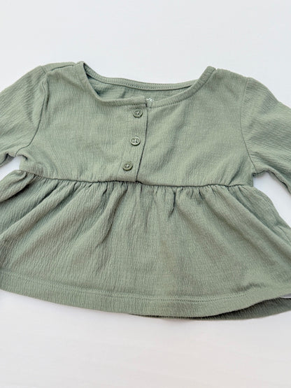 Carter's Green Peplum Long Sleeve Top 6M
