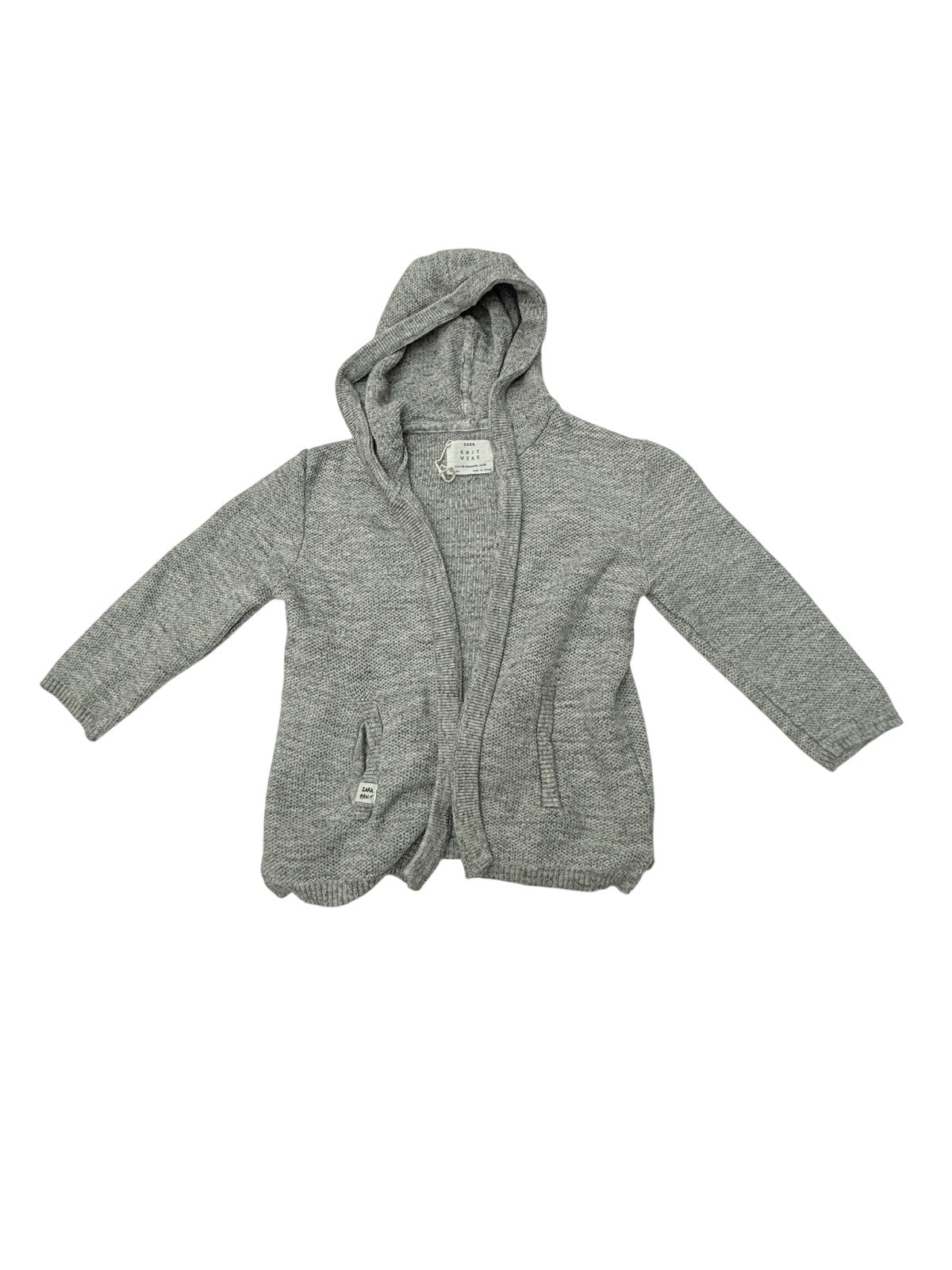 Zara Knit Wear Grey Hooded Cardigan 18-24M