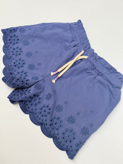 Mini Boden Blue Eyelet Scallop Shorts 5Y