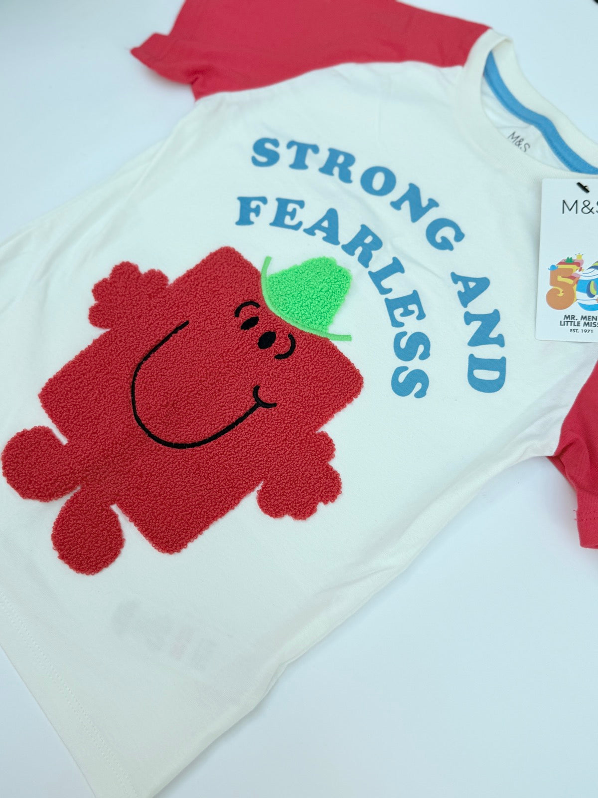 New M&S Mr. Men Strong Fearless T-Shirt 4-5Y