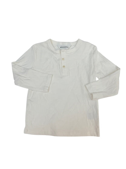 H&M Adorables White Ribbed Henley Top 3/4T