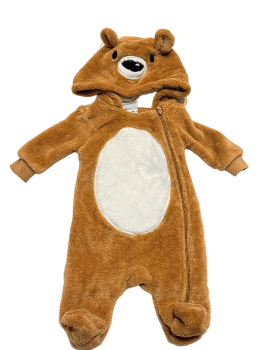 George Brown Bear Fleece Snowsuit 0M