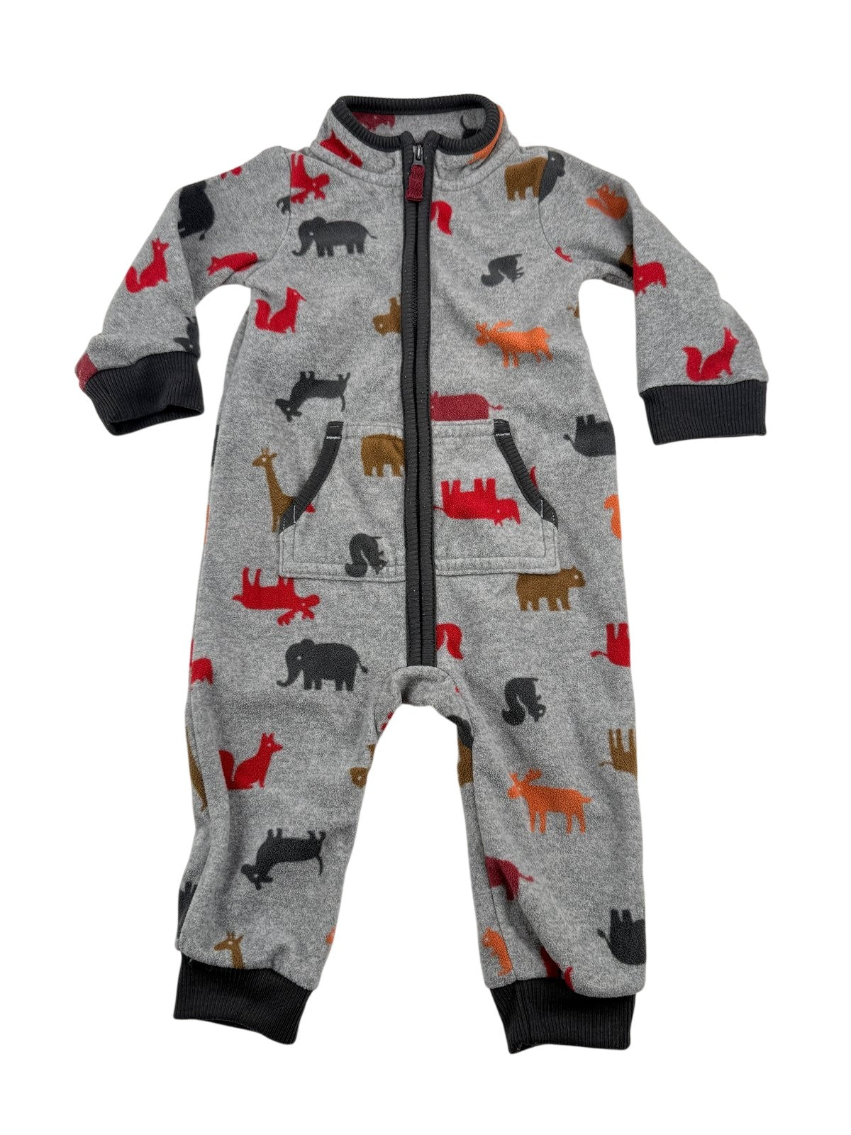 Carter's Animal Print Fleece Romper 12M