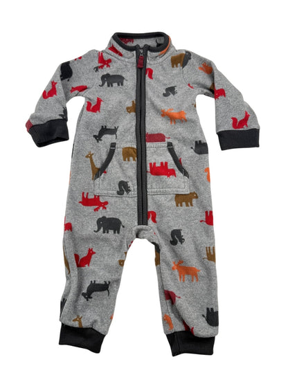 Carter's Animal Print Fleece Romper 12M