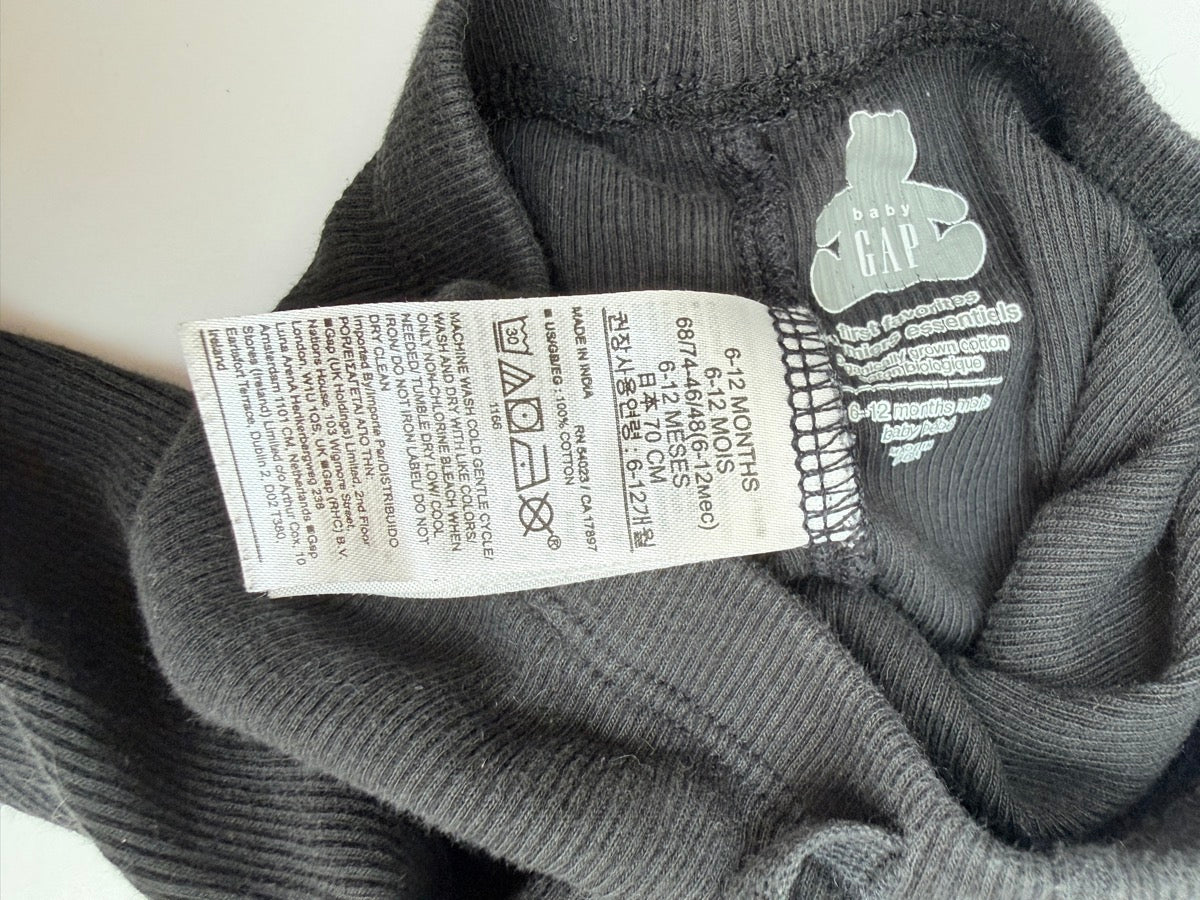 Baby Gap Black Ribbed Joggers 6-12M