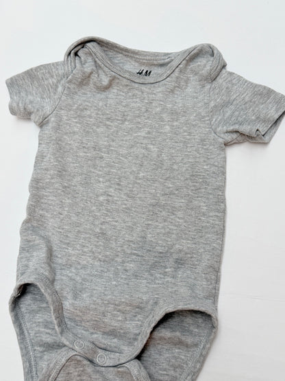 H&M Basic Gray Bodysuit 4-6M
