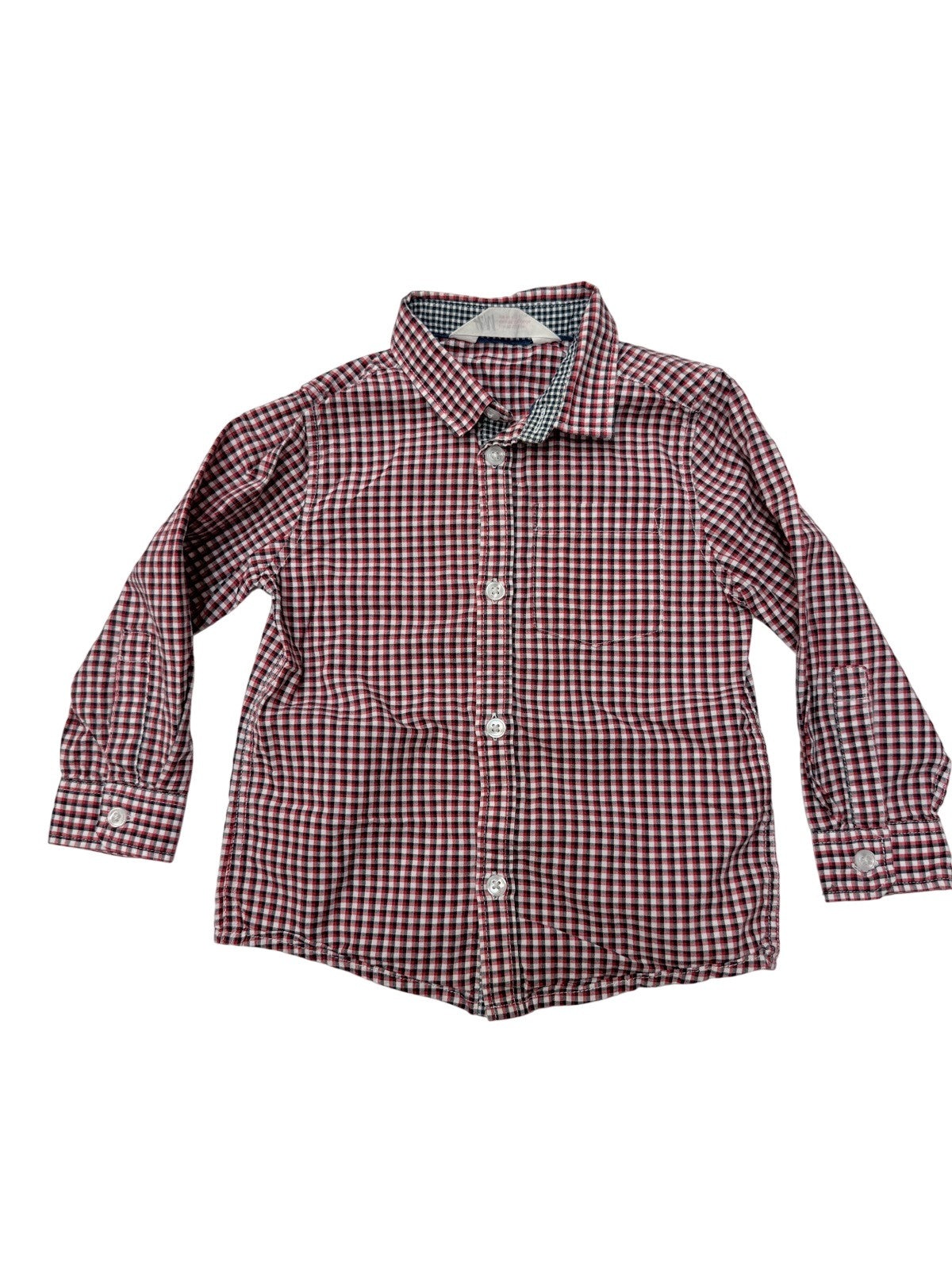 H&M Red Plaid Button-Up Shirt 2-3Y