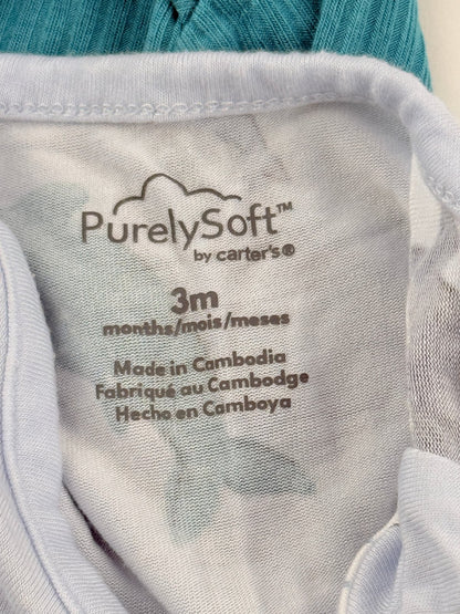 PurelySoft by carter's 2-Pack Long Sleeve Bodysuits 3M