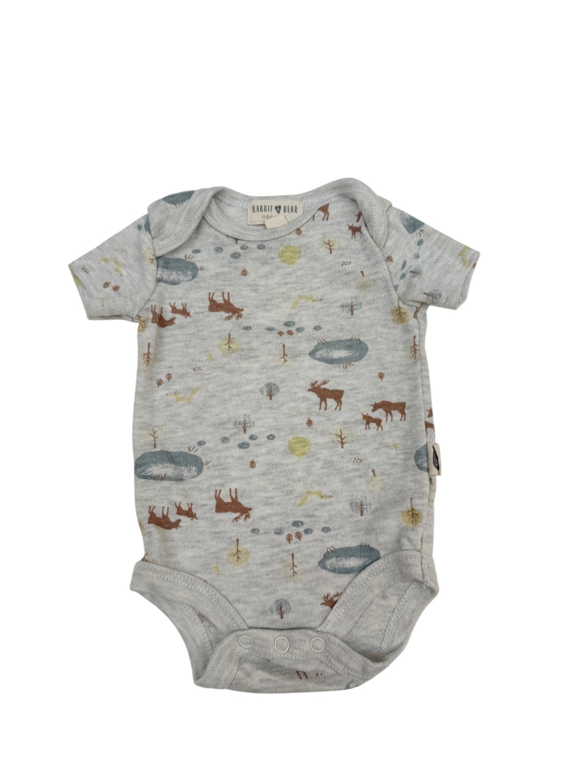 Rabbit + Bear Organic Forest Print Bodysuit 0-3M