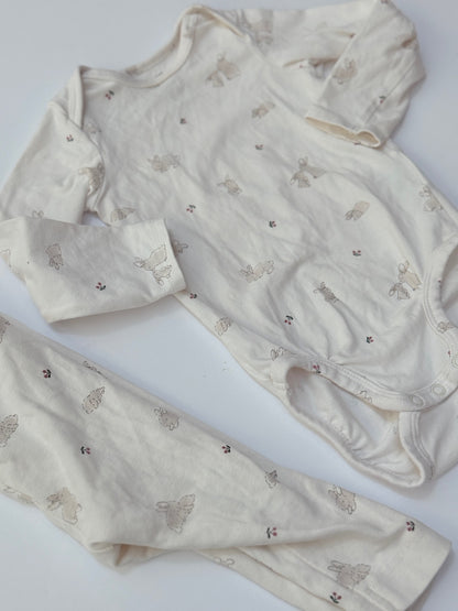 H&M Bunny Bodysuit and Leggings Set 6-9M