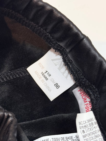 Zara Black Faux Leather Fleece-Lined Pants 18m