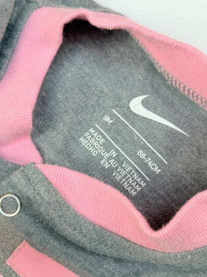 Nike Gray Pink Footed Sleeper Romper 9M