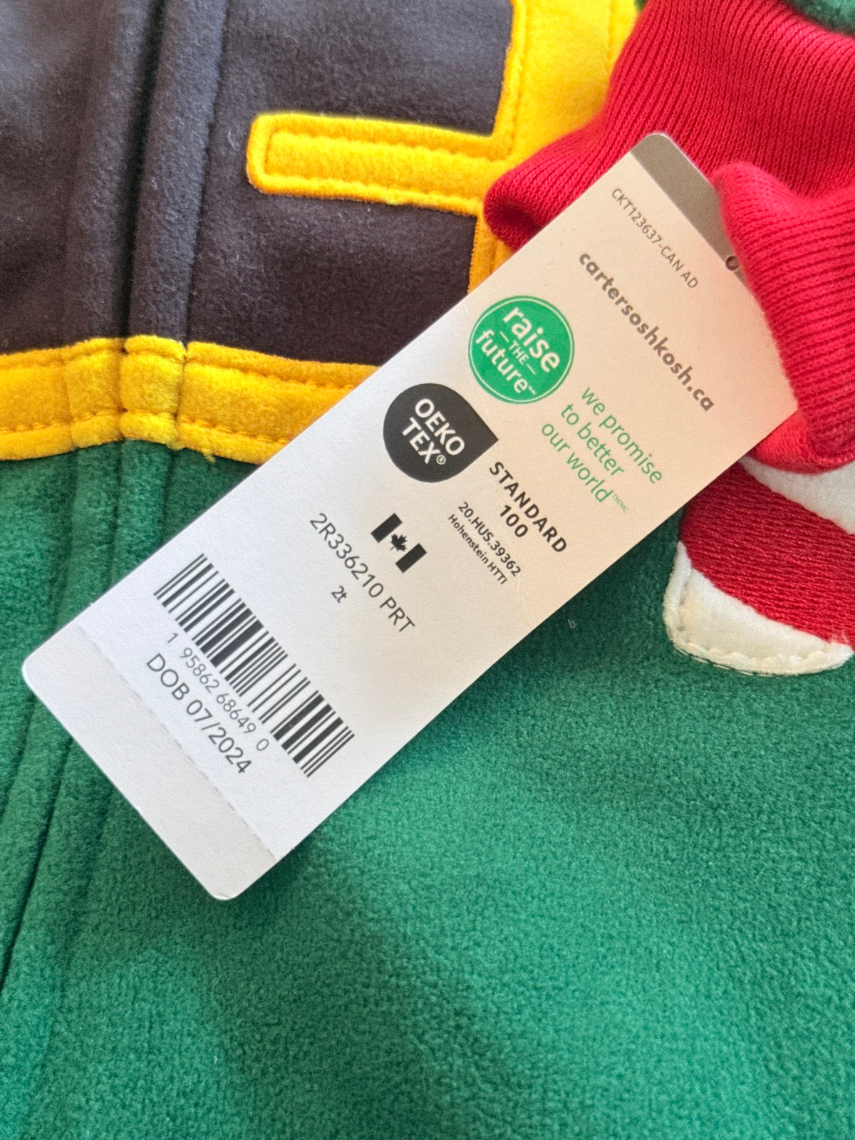 New With Tags Carter's Elf Christmas Fleece Jumpsuit 2T