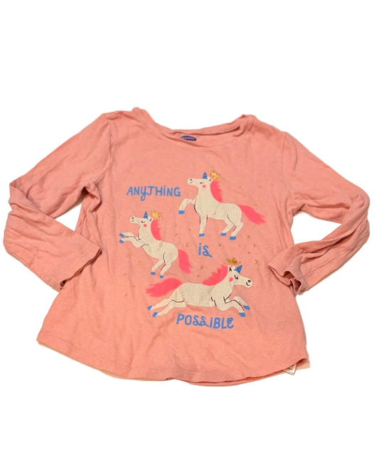 Old Navy Pink Unicorn Long Sleeve Tee 5T