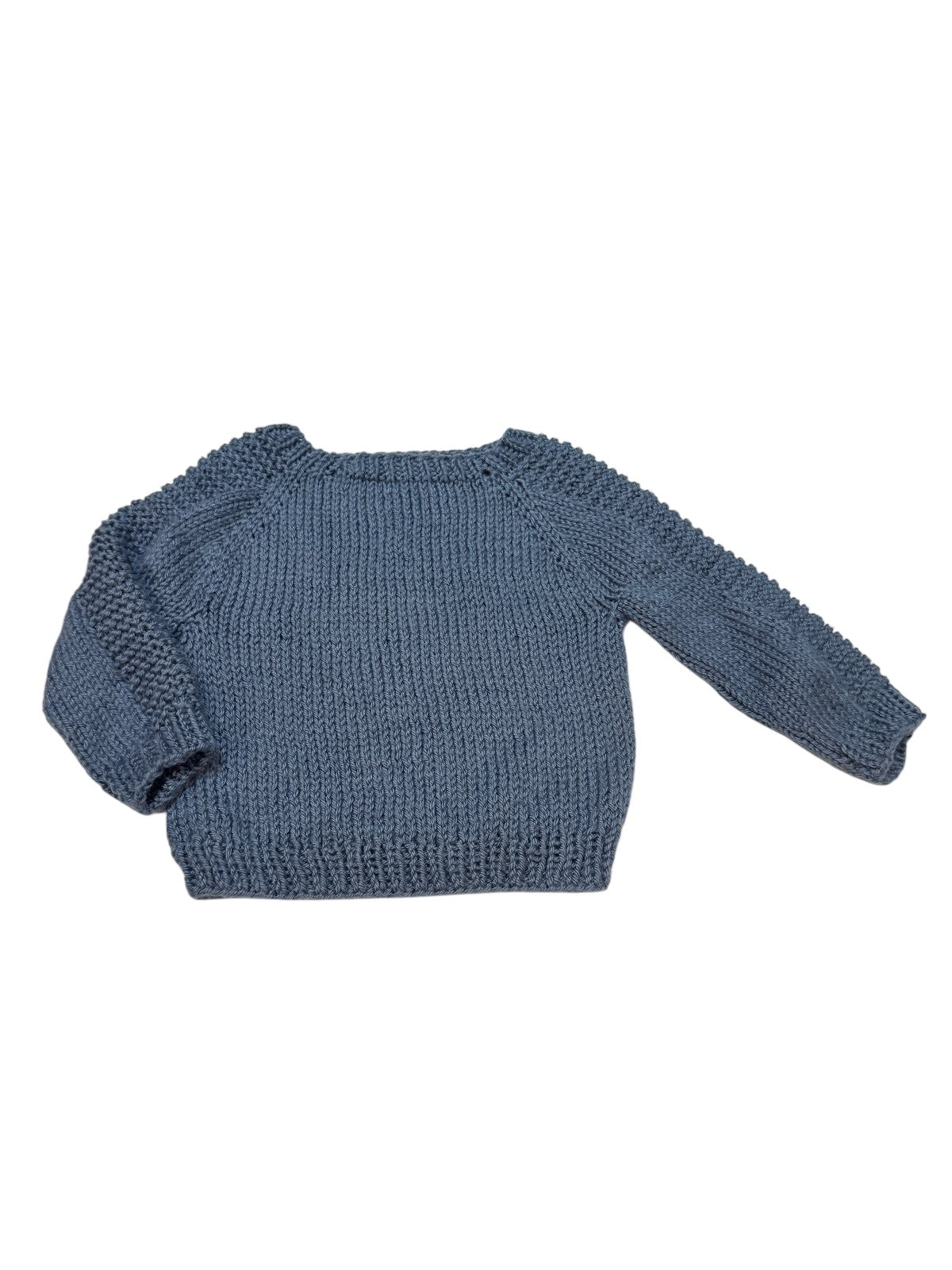 Handknit Blue Raglan Sweater 3/4t