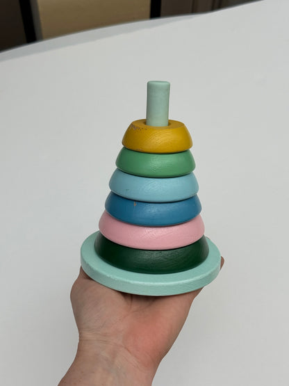Wooden Pastel Rainbow Ring Stacker Toy
