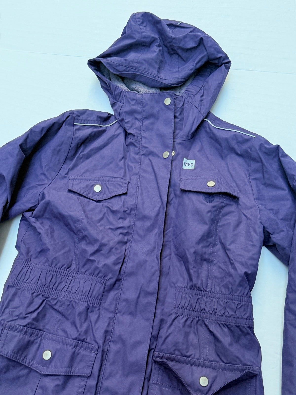 MEC Purple Hooded Rain Jacket Size 8