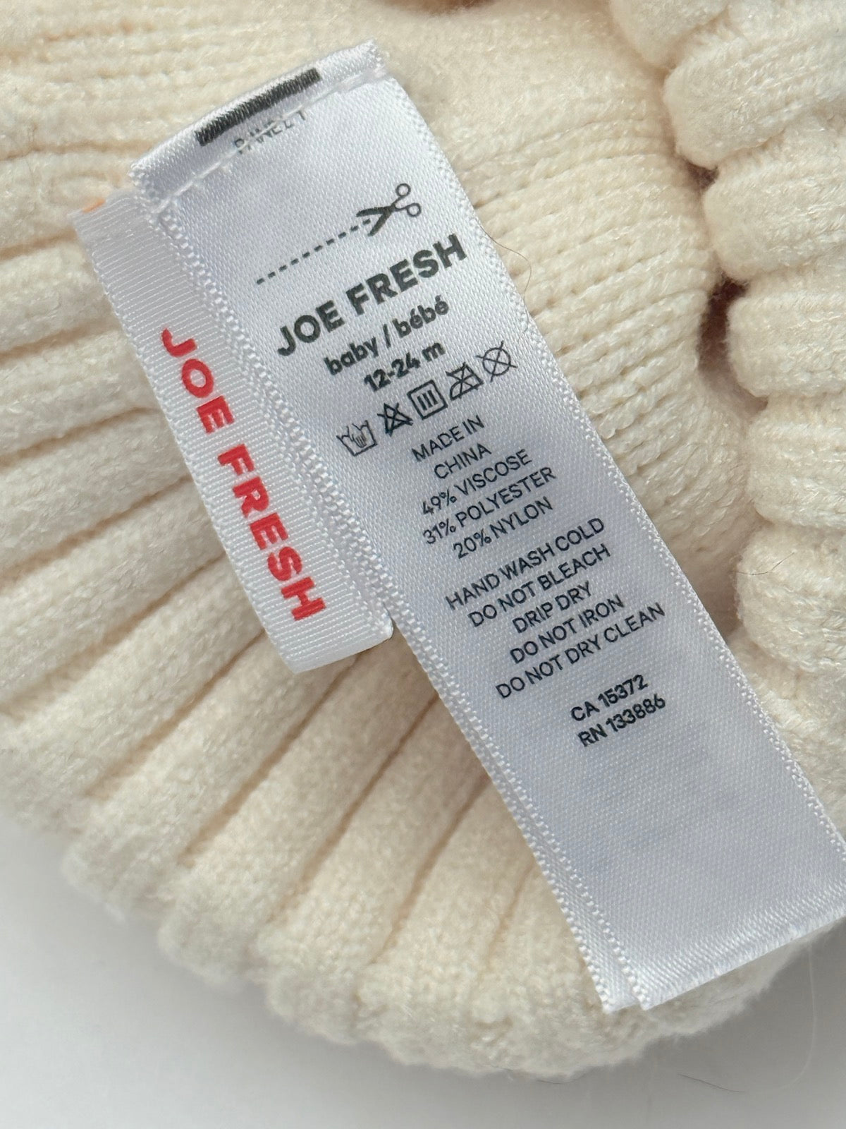 Joe Fresh Cream Knit Beanie 12-24M