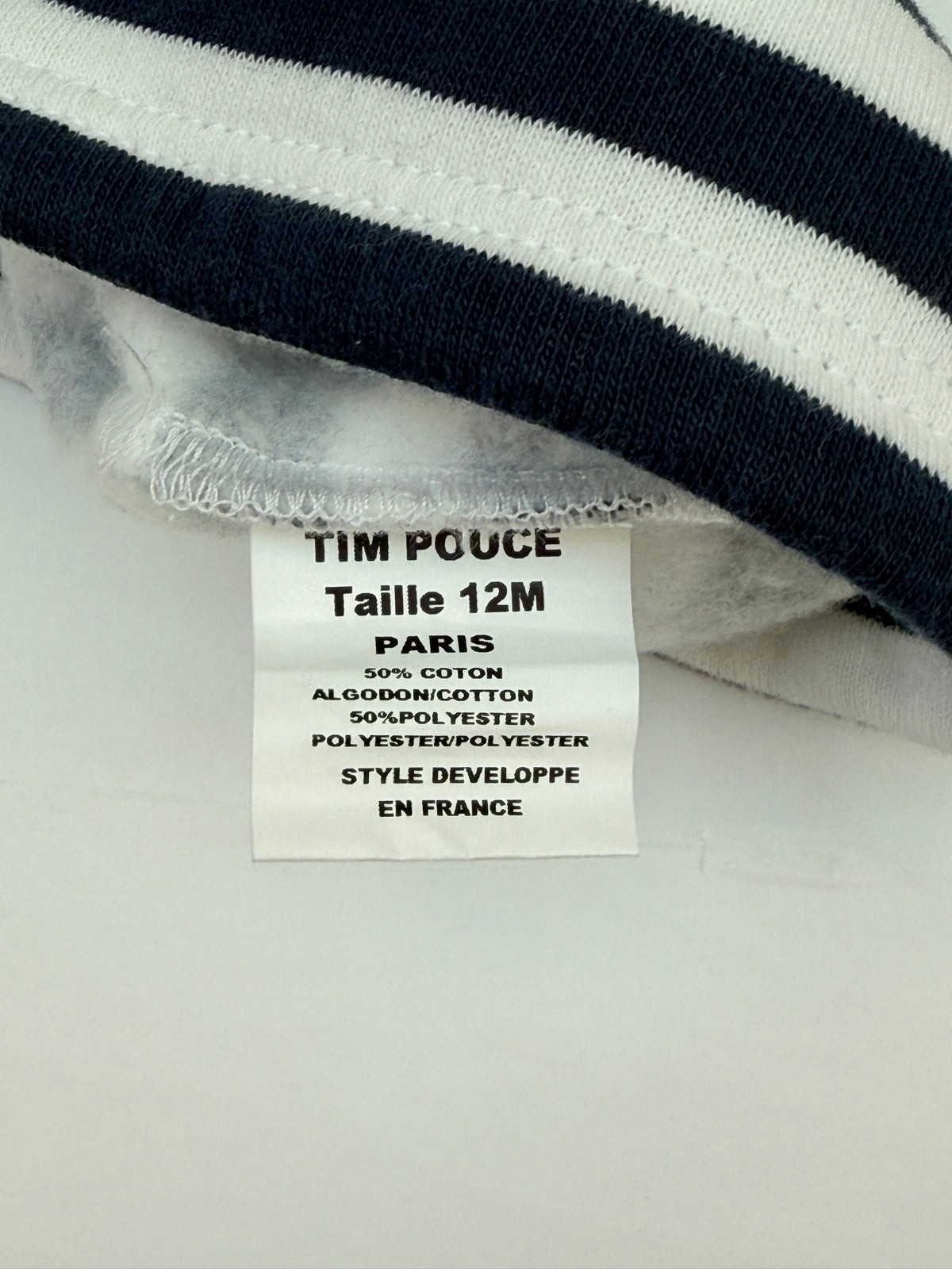 Tim Pouce Paris Striped Turtleneck Top 12M