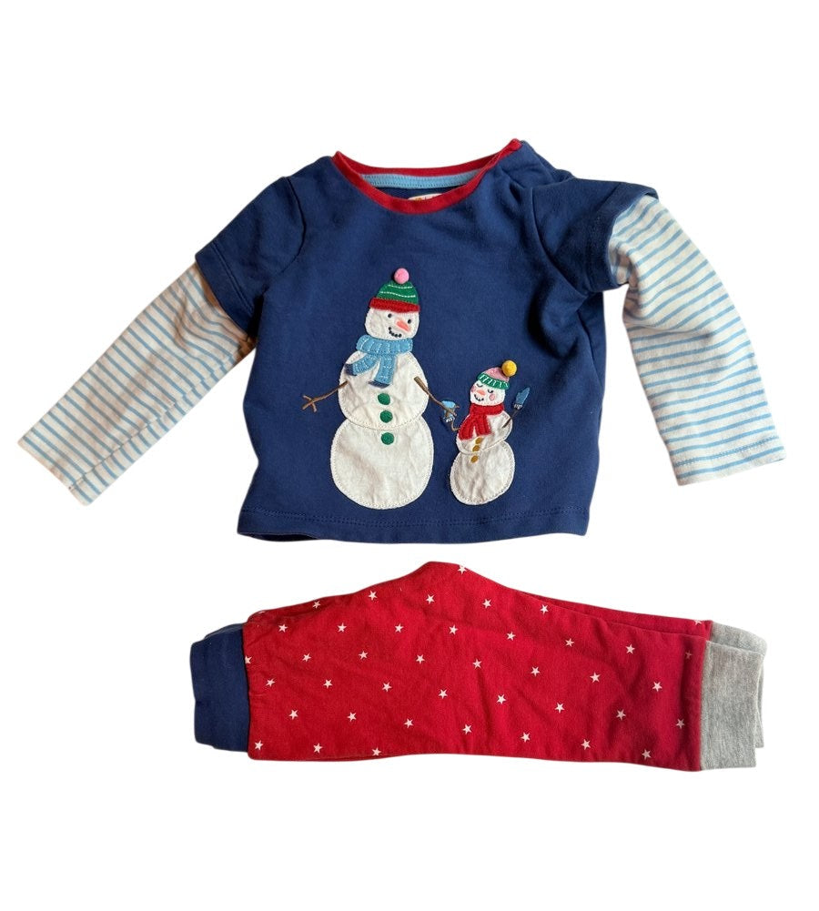Baby Mini Boden Snowman Appliqué Top & Star Pants Setm 6-9M