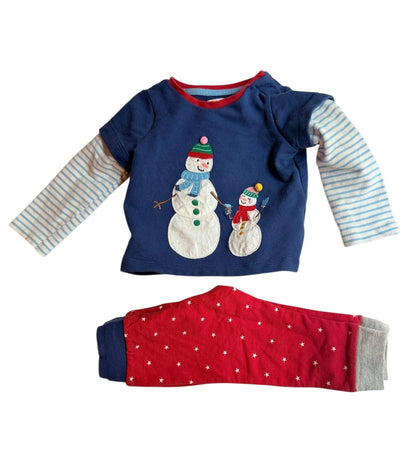 Baby Mini Boden Snowman Appliqué Top & Star Pants Setm 6-9M