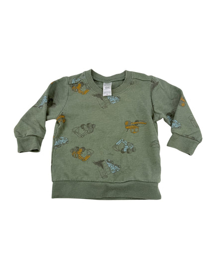 Carter's Construction Truck Green Sweatshirt 12M