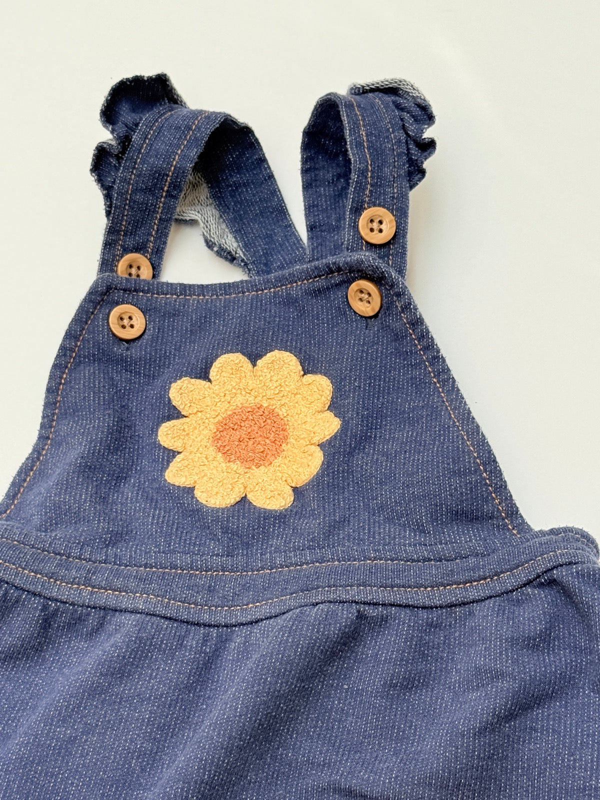Pekkle Denim Sunflower Overall Dress 12M