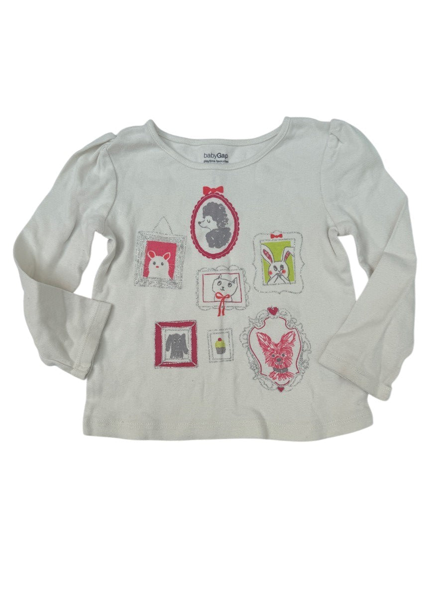 Baby Gap Animal Portrait Long Sleeve Top 2T