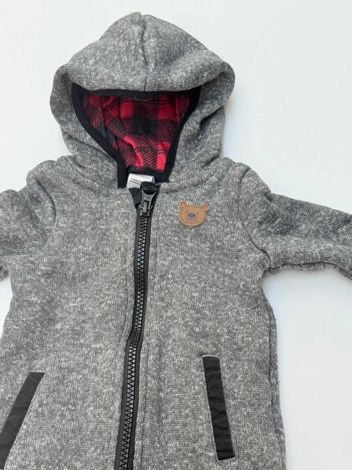 George Bear Hooded Fleece Romper 6-12M