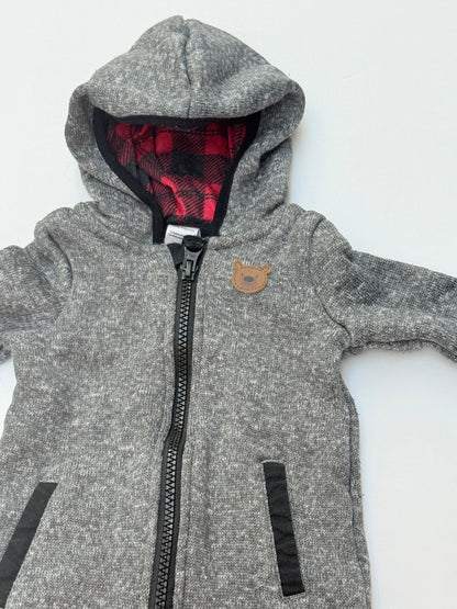 George Bear Hooded Fleece Romper 6-12M