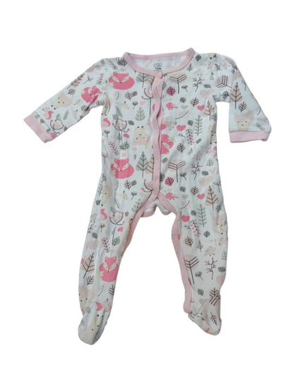 Baby Mode Fox Print Footed Sleeper 3-6M