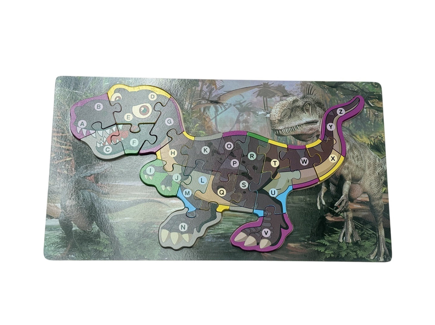 Dinosaur Alphabet Wooden Tray Puzzle 26 Pieces