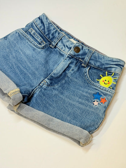 Mini Boden Embroidered Denim Shorts Size 6Y