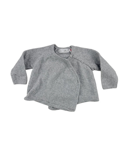 Zara Gray Knit Wrap Cardigan 3-6M