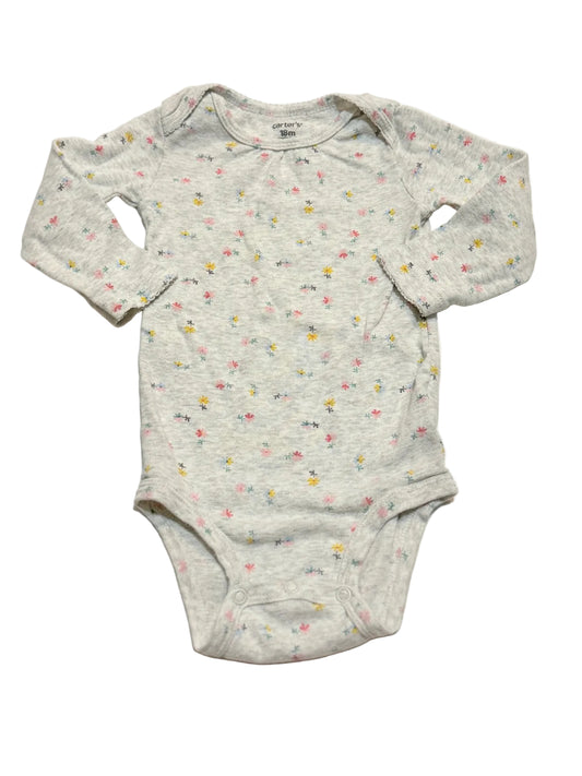 Carter's Gray Floral Long Sleeve Bodysuit 18m