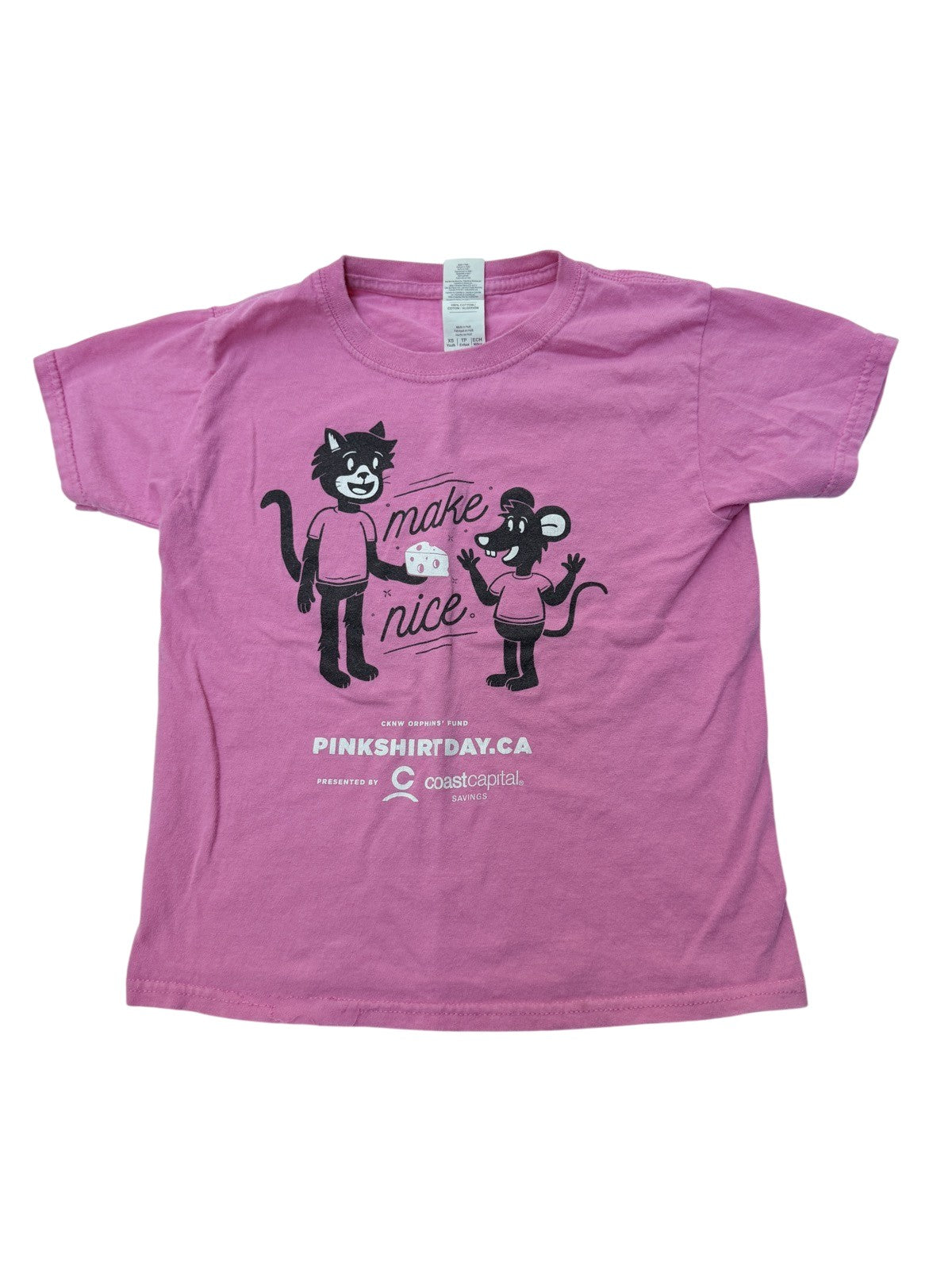 Gildan Pink Shirt Day Make Nice T-Shirt XS Youth