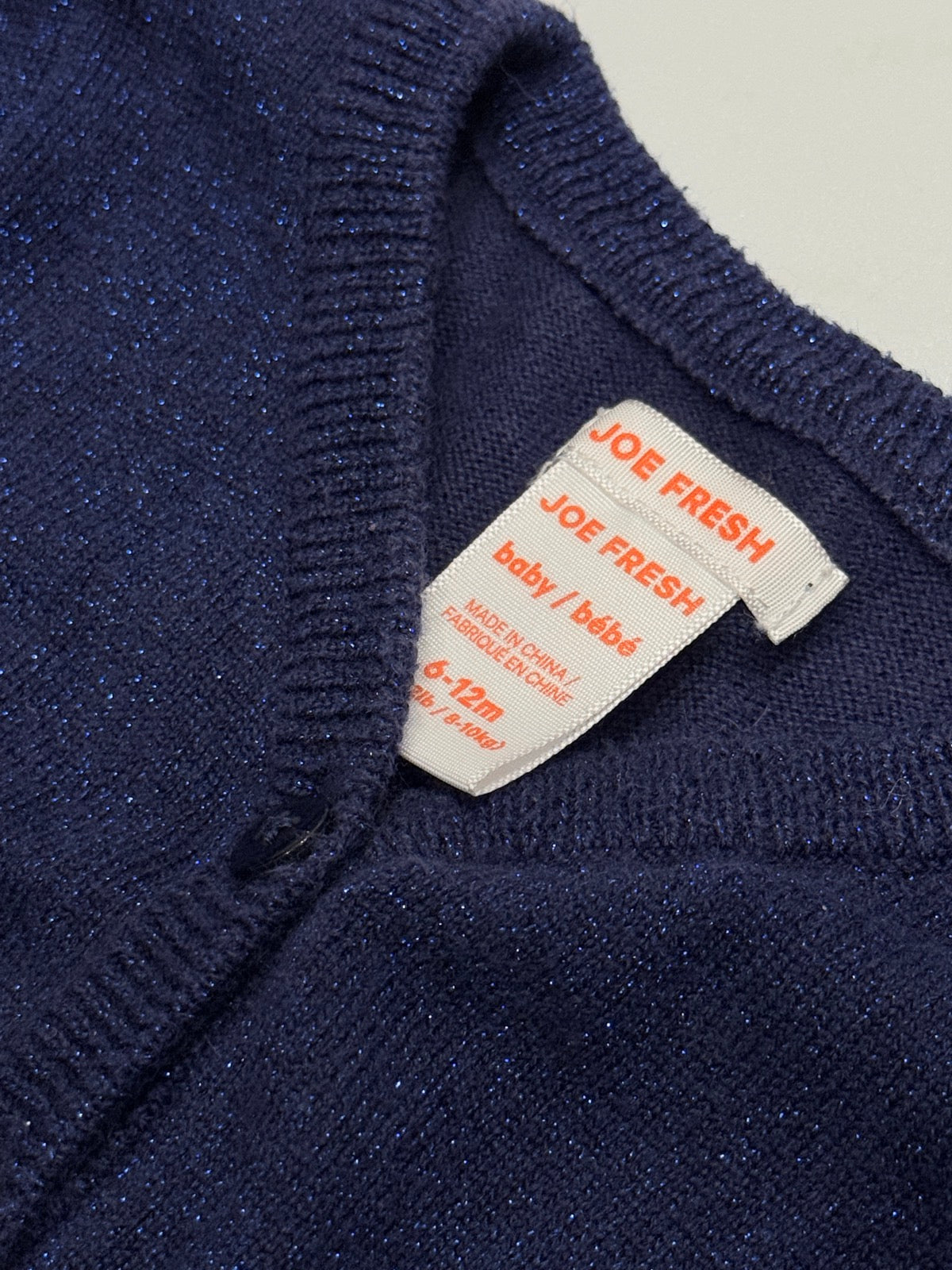 Cardigan Joe Fresh Navy Shimmer 6-12m