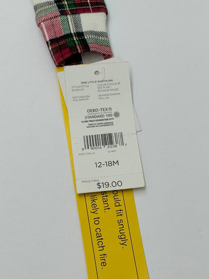 NWT - Rise Little Earthling Plaid Footed Sleeper 12-18M